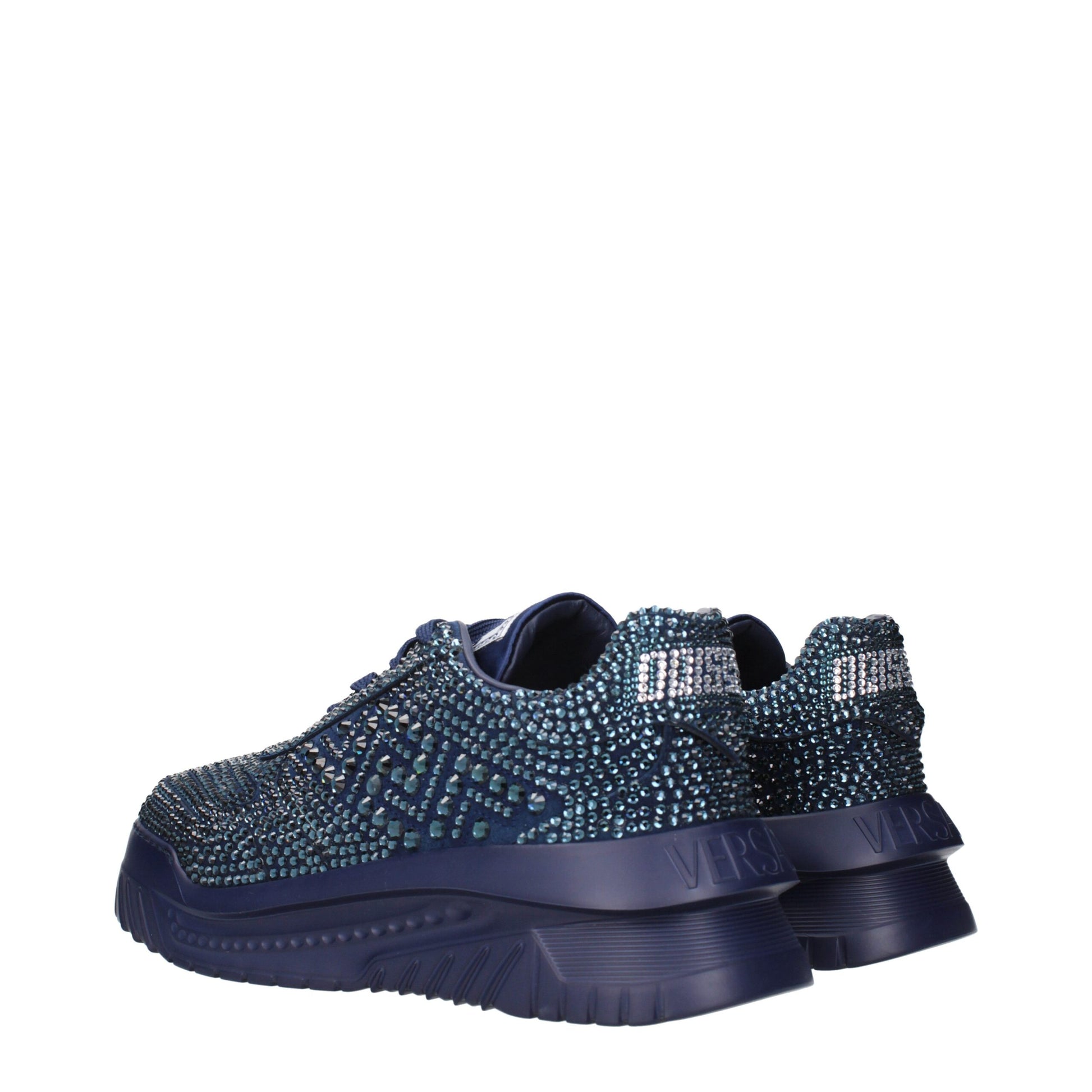 Versace Chunky Sneakers aus blauem Stoff