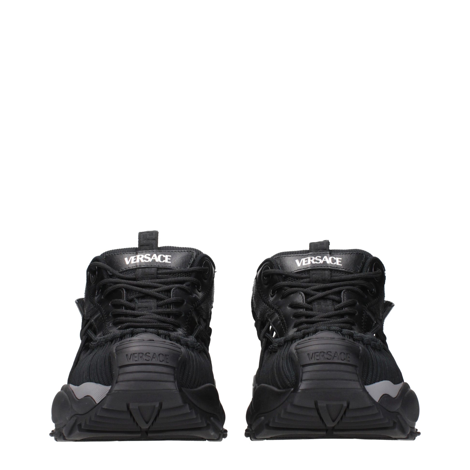 Versace Schwarzes Leder Sportliche Turnschuhe