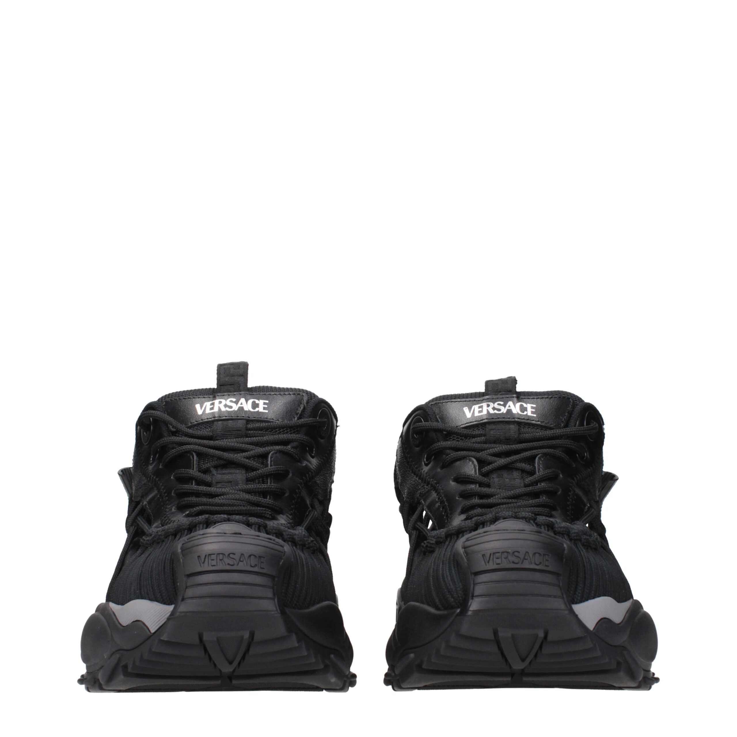 Versace Schwarzes Leder Sportliche Turnschuhe