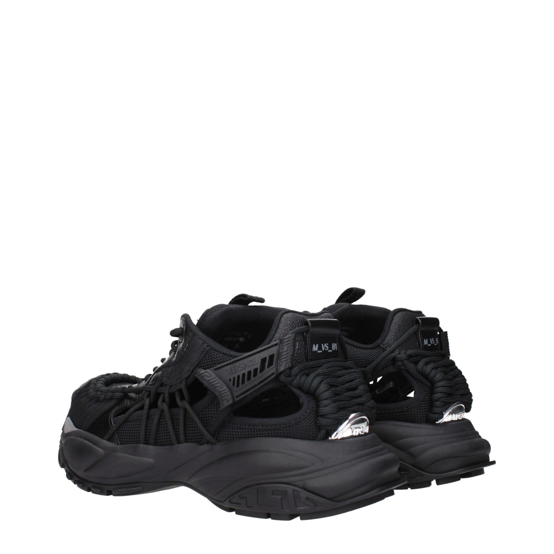 Versace Schwarzes Leder Sportliche Turnschuhe