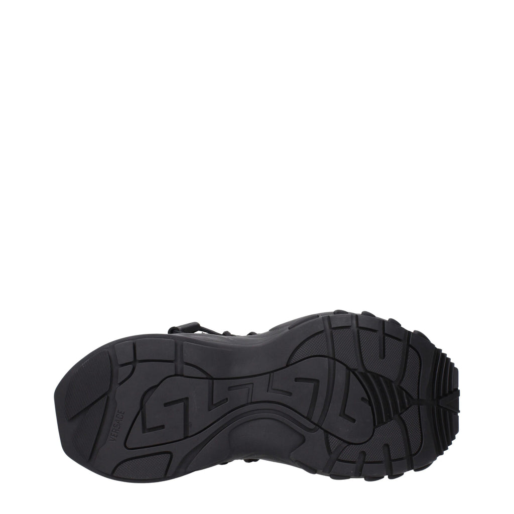Versace Schwarzes Leder Sportliche Turnschuhe