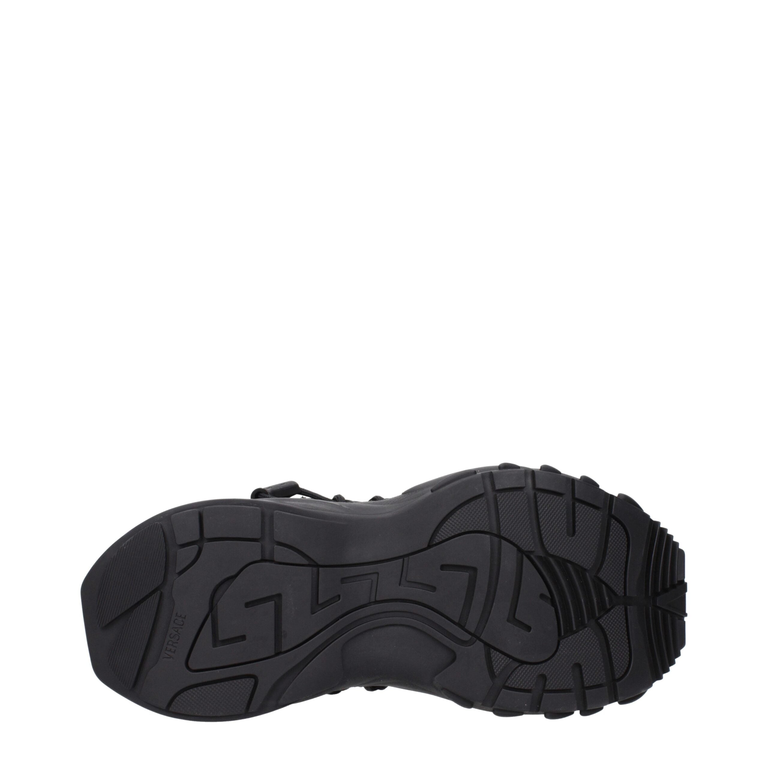 Versace Schwarzes Leder Sportliche Turnschuhe