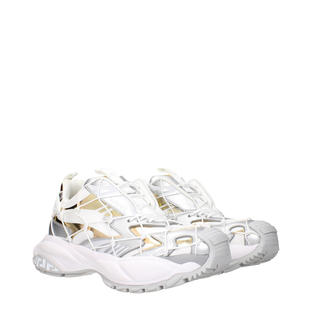 Versace Chunky Sneakers aus weißem Stoff