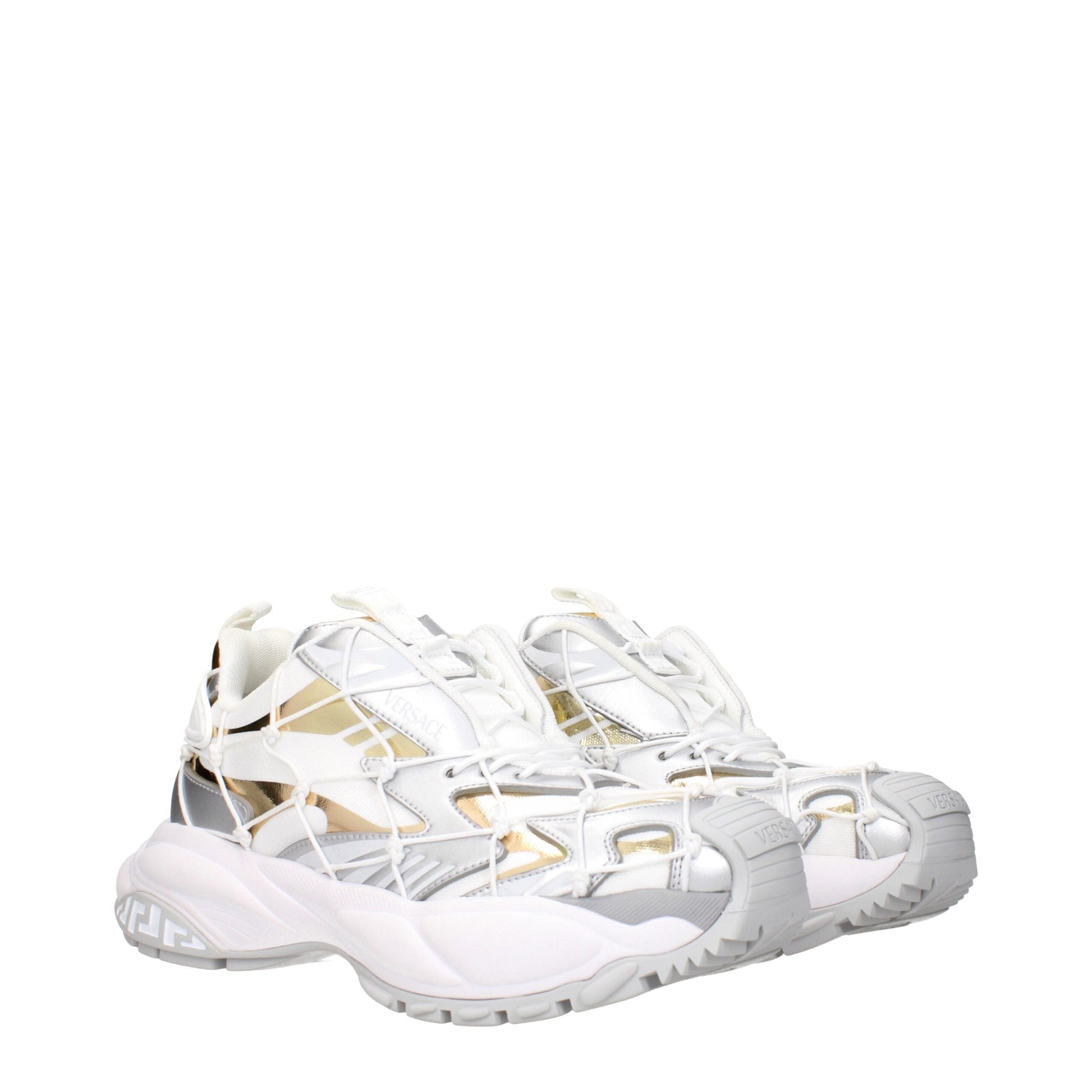 Versace Chunky Sneakers aus weißem Stoff
