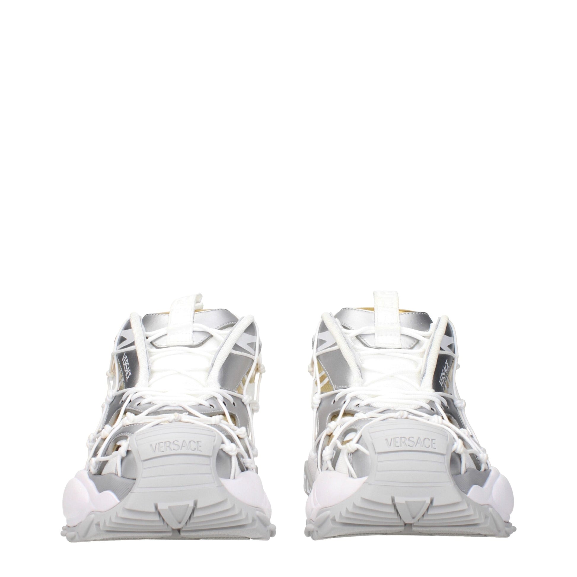 Versace Chunky Sneakers aus weißem Stoff