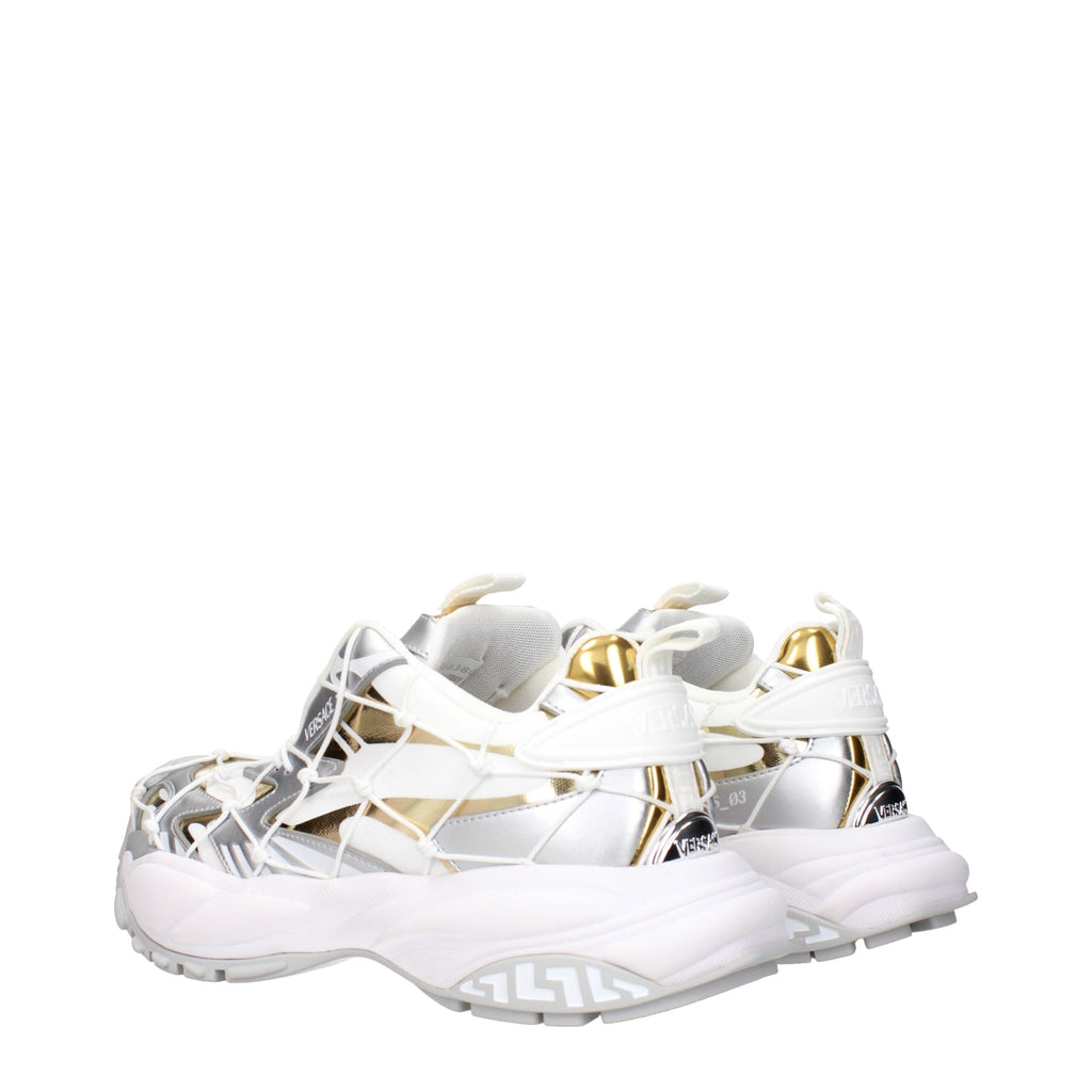 Versace Chunky Sneakers aus weißem Stoff