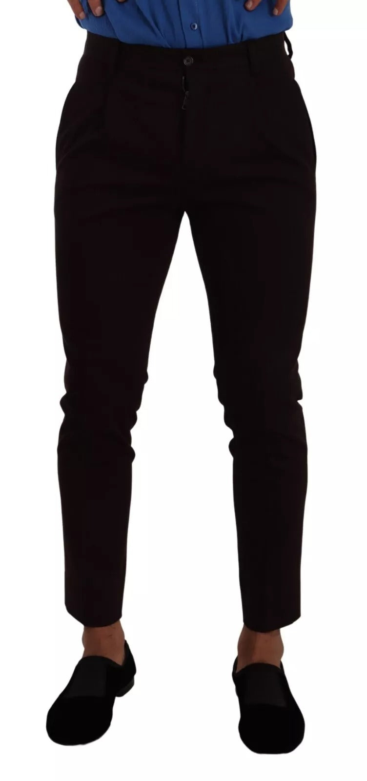 Dolce & Gabbana Bordeauxfarbene Baumwoll-Stretch-Skinny-Hose