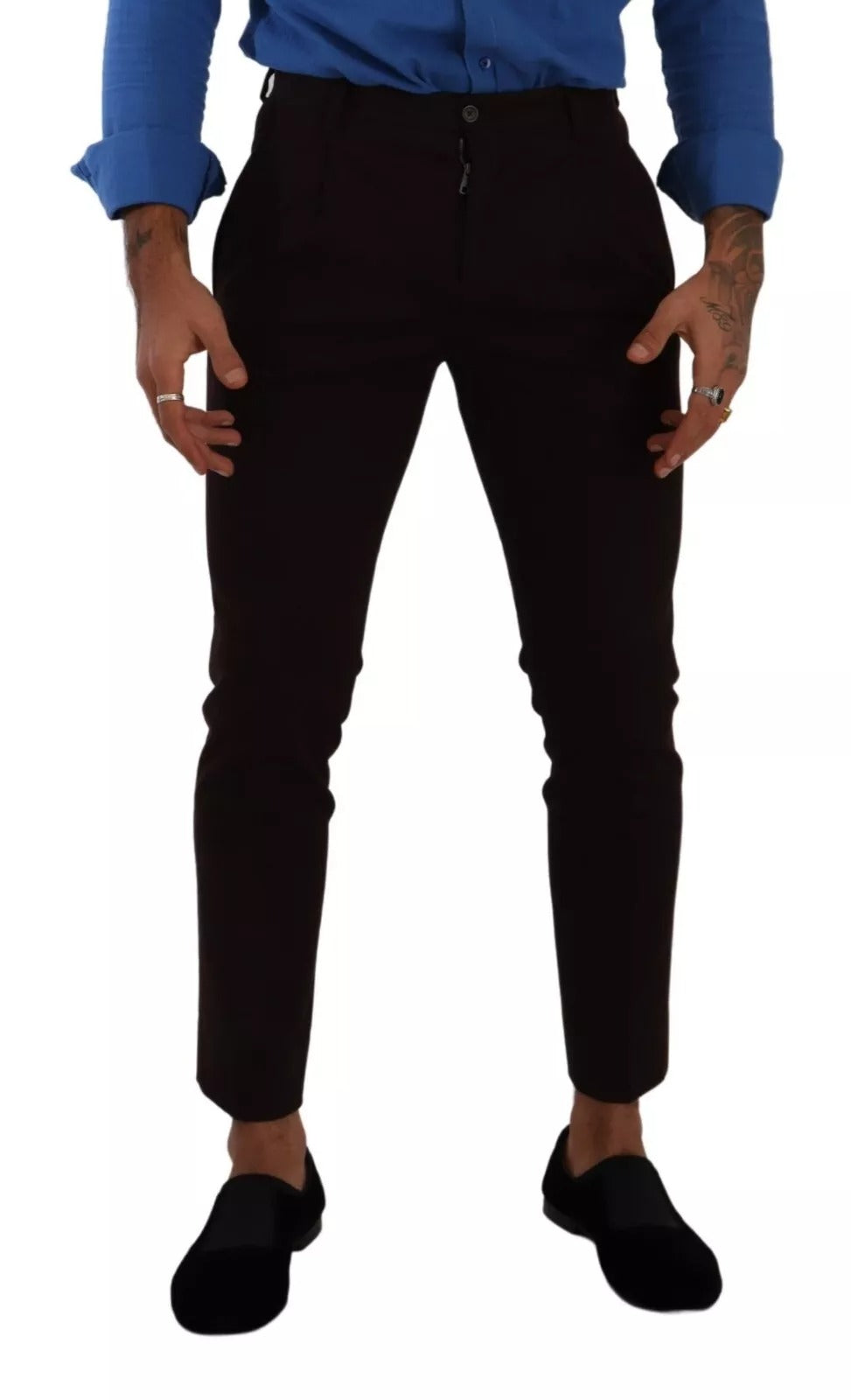 Dolce & Gabbana Bordeauxfarbene Baumwoll-Stretch-Skinny-Hose