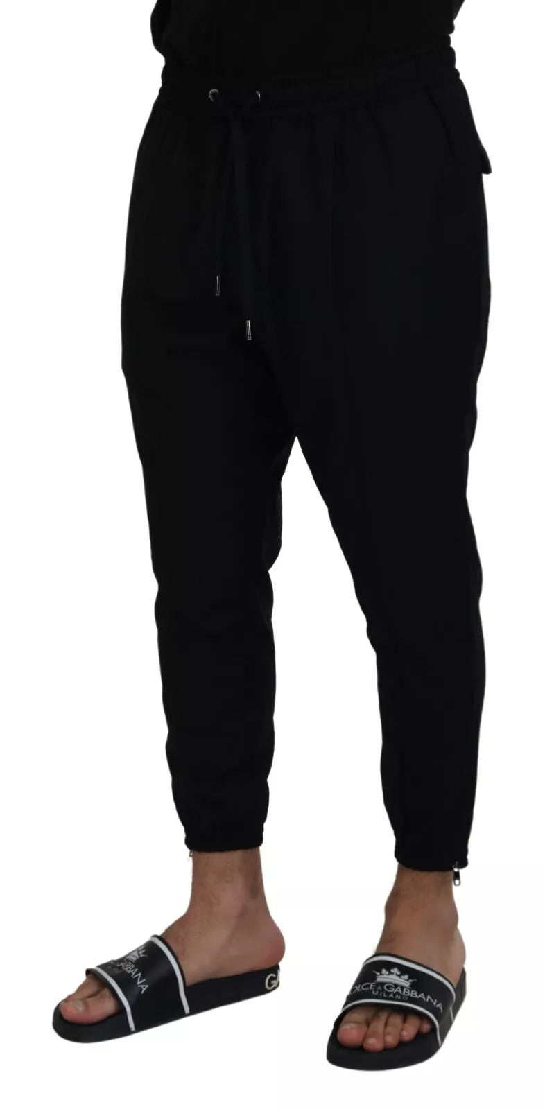 Dolce & Gabbana Schwarze Jogger-Hose aus Wolle