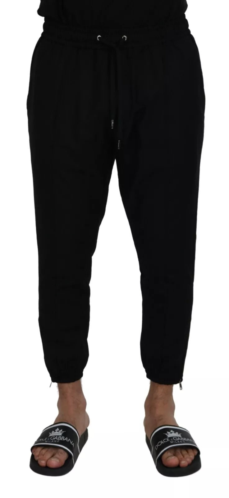 Dolce & Gabbana Schwarze Jogger-Hose aus Wolle