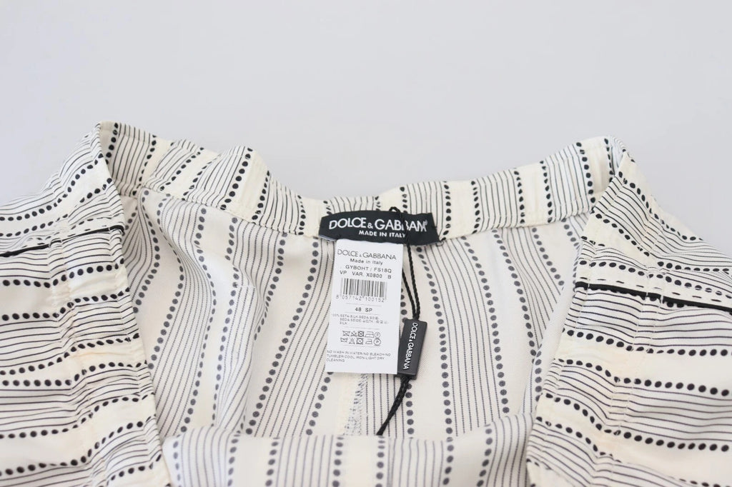 Dolce & Gabbana Weiß gestreifte Lounge-Hose aus Seide
