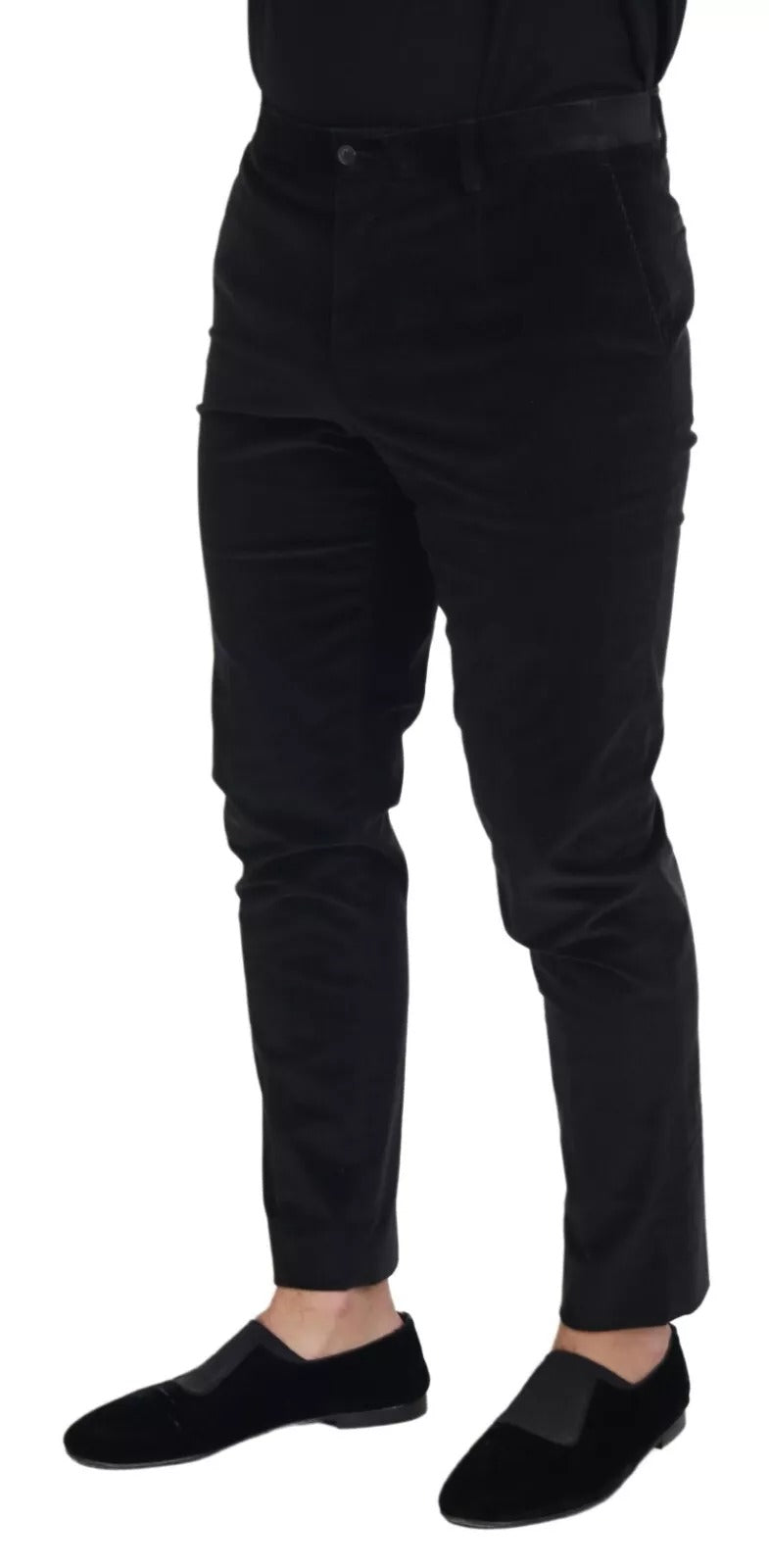 Dolce & Gabbana Schwarze schmale Hose aus Stretch-Baumwolle Chino-Hose