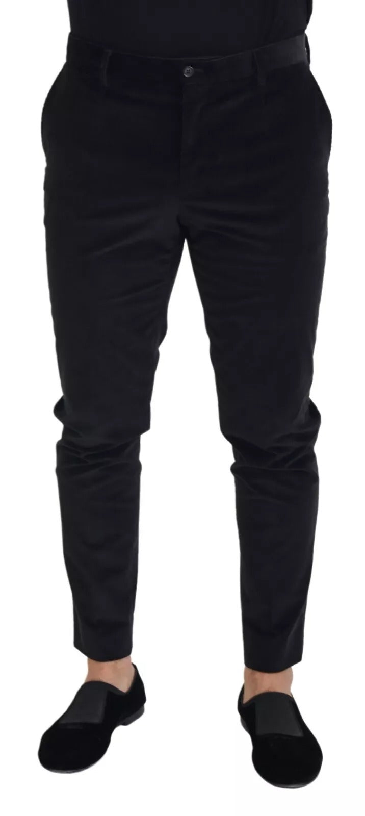 Dolce & Gabbana Schwarze schmale Hose aus Stretch-Baumwolle Chino-Hose
