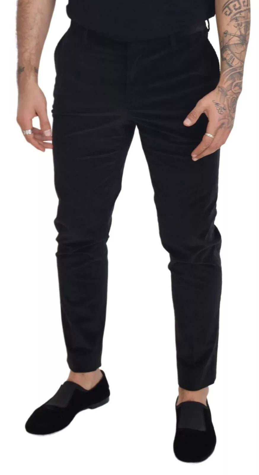 Dolce & Gabbana Schwarze schmale Hose aus Stretch-Baumwolle Chino-Hose