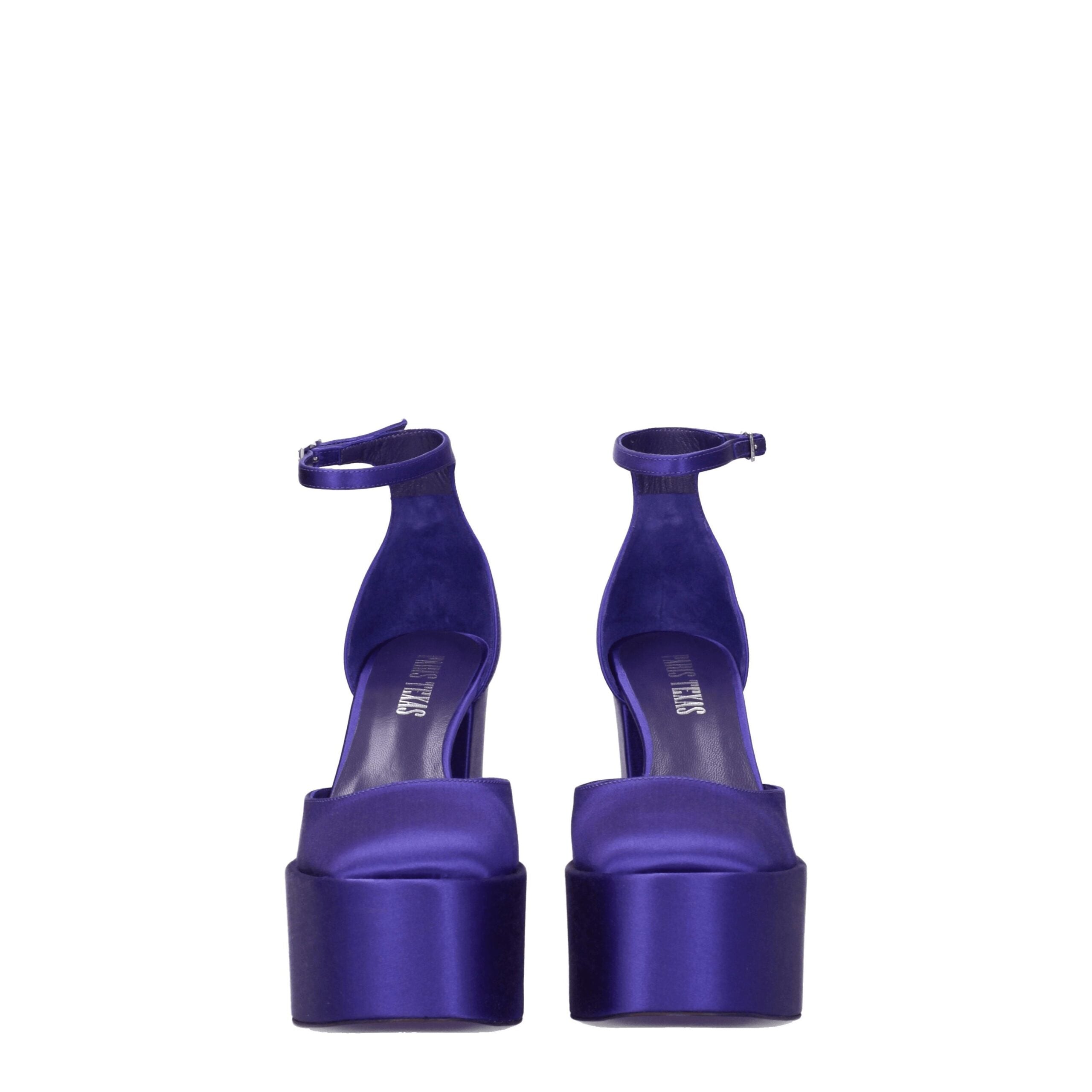 Paris Texas Lila Satin-Plateausandalen