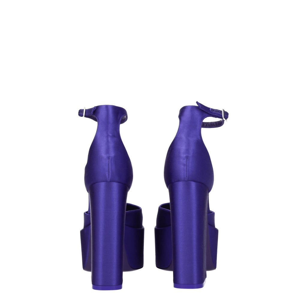 Paris Texas Lila Satin-Plateausandalen