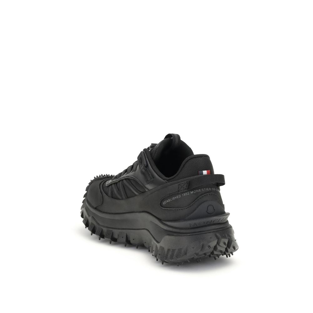 Moncler Schwarze Kalbshaut Bos Taurus Sportschuhe