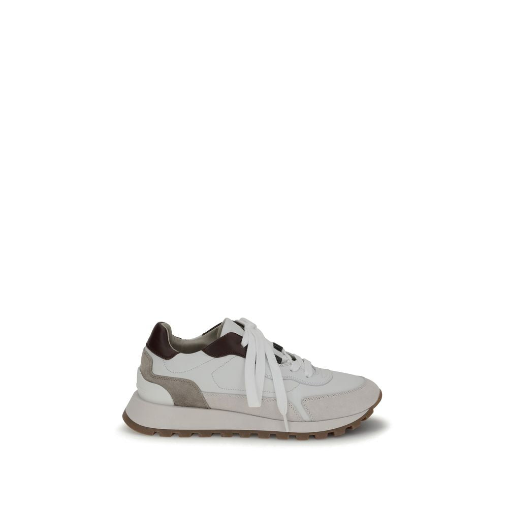 Brunello Cucinelli Sneakers aus Leder mit glänzenden Details
