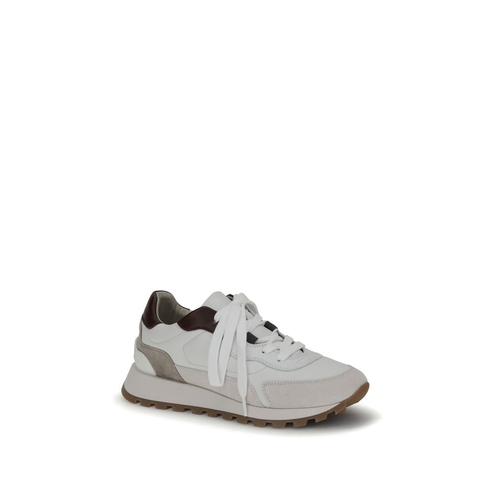 Brunello Cucinelli Sneakers aus Leder mit glänzenden Details