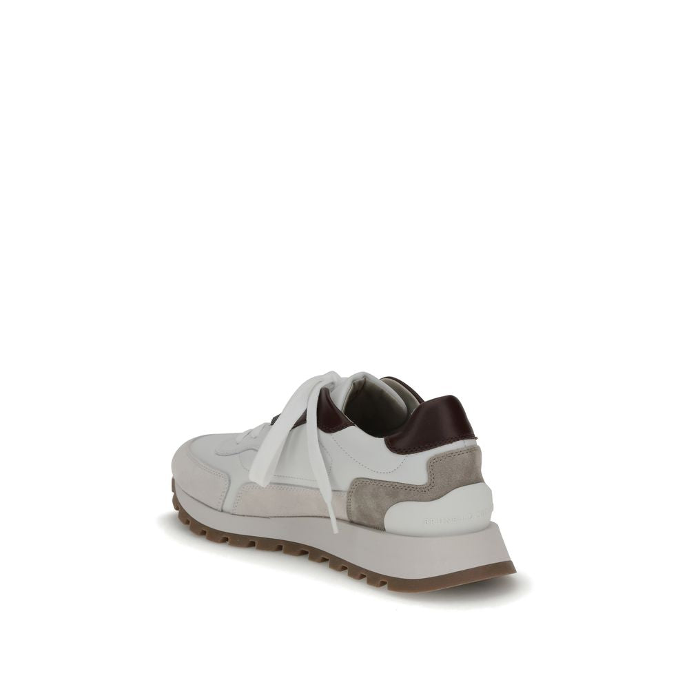 Brunello Cucinelli Sneakers aus Leder mit glänzenden Details