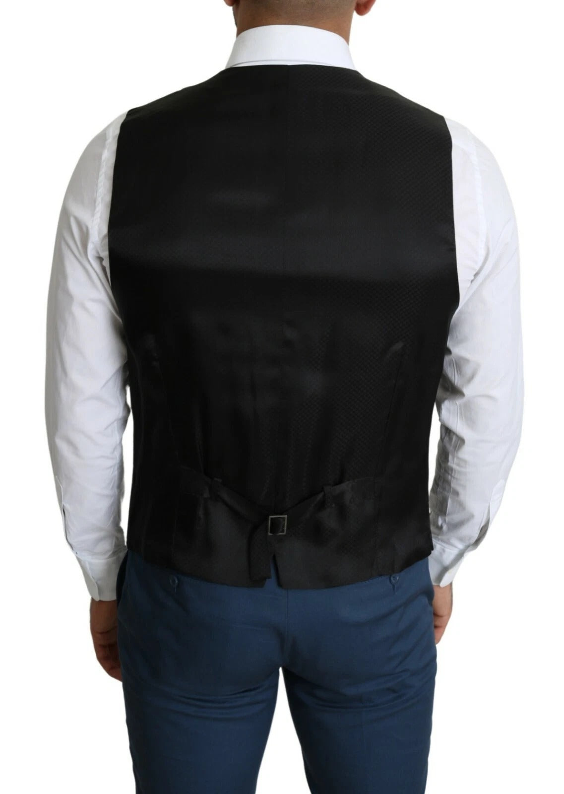 Dolce & Gabbana Schwarze Wolle Männer Formelle Weste Weste