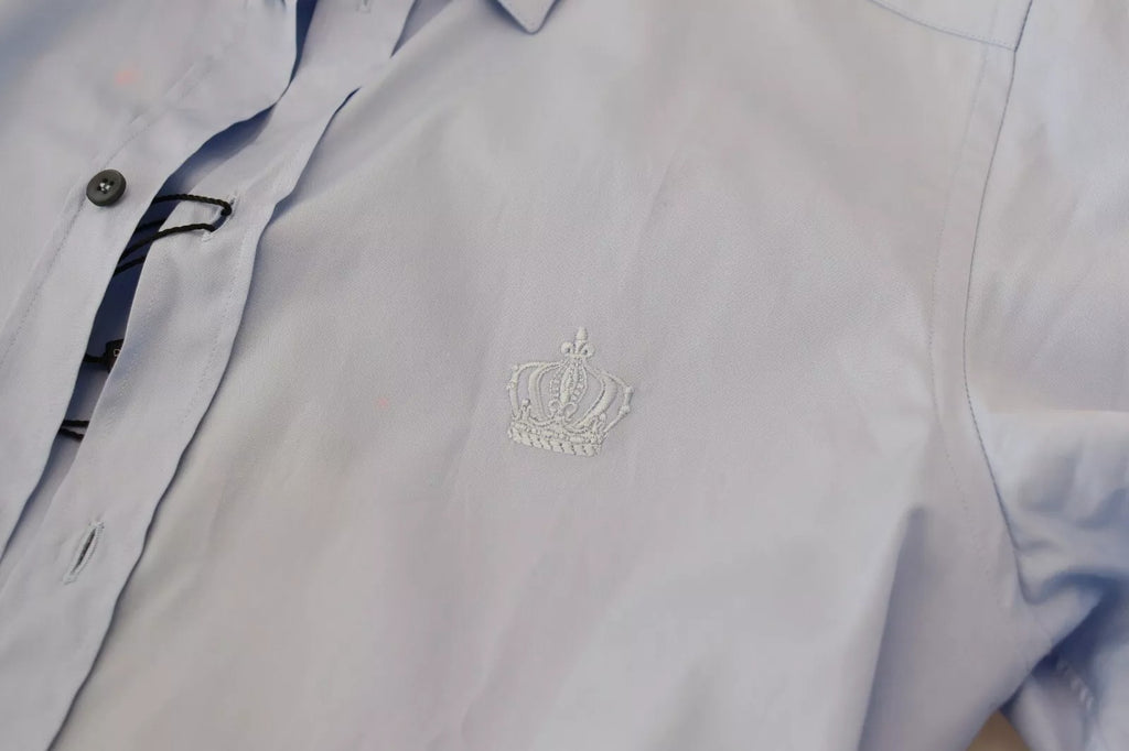 Dolce & Gabbana Hellblaues Slim Fit Hemd aus Baumwolle