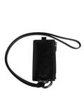 Dolce & Gabbana Black Leather Logo Embossed Lanyard Card Holder Wallet