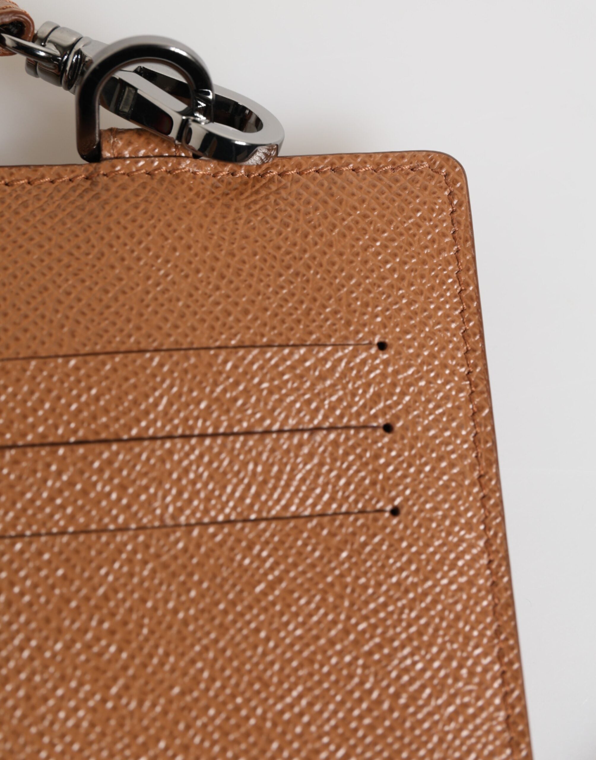 Dolce & Gabbana Dunkelbraun Leder Lanyard Logo Kartenhalter Männer Brieftasche