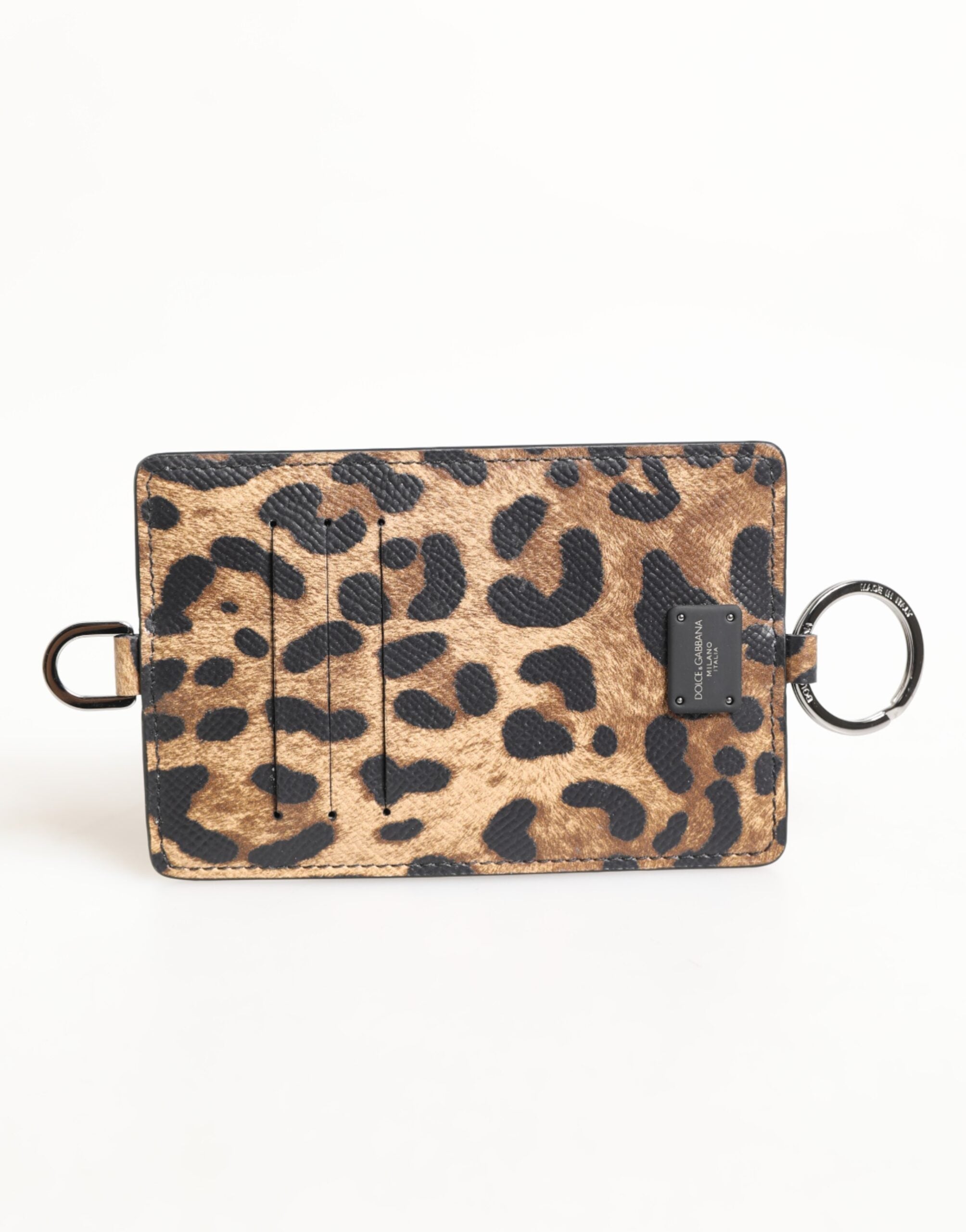 Dolce & Gabbana Leopard Print Leder geprägtes Lanyard Kartenhalter Brieftasche