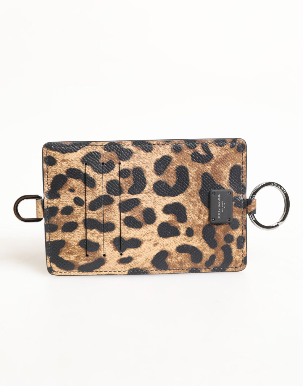 Dolce & Gabbana Leopard Print Leder geprägtes Lanyard Kartenhalter Brieftasche