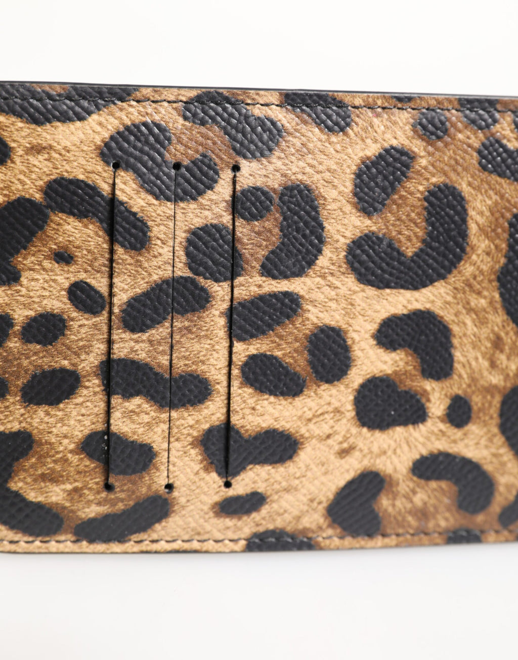 Dolce & Gabbana Leopard Print Leder geprägtes Lanyard Kartenhalter Brieftasche