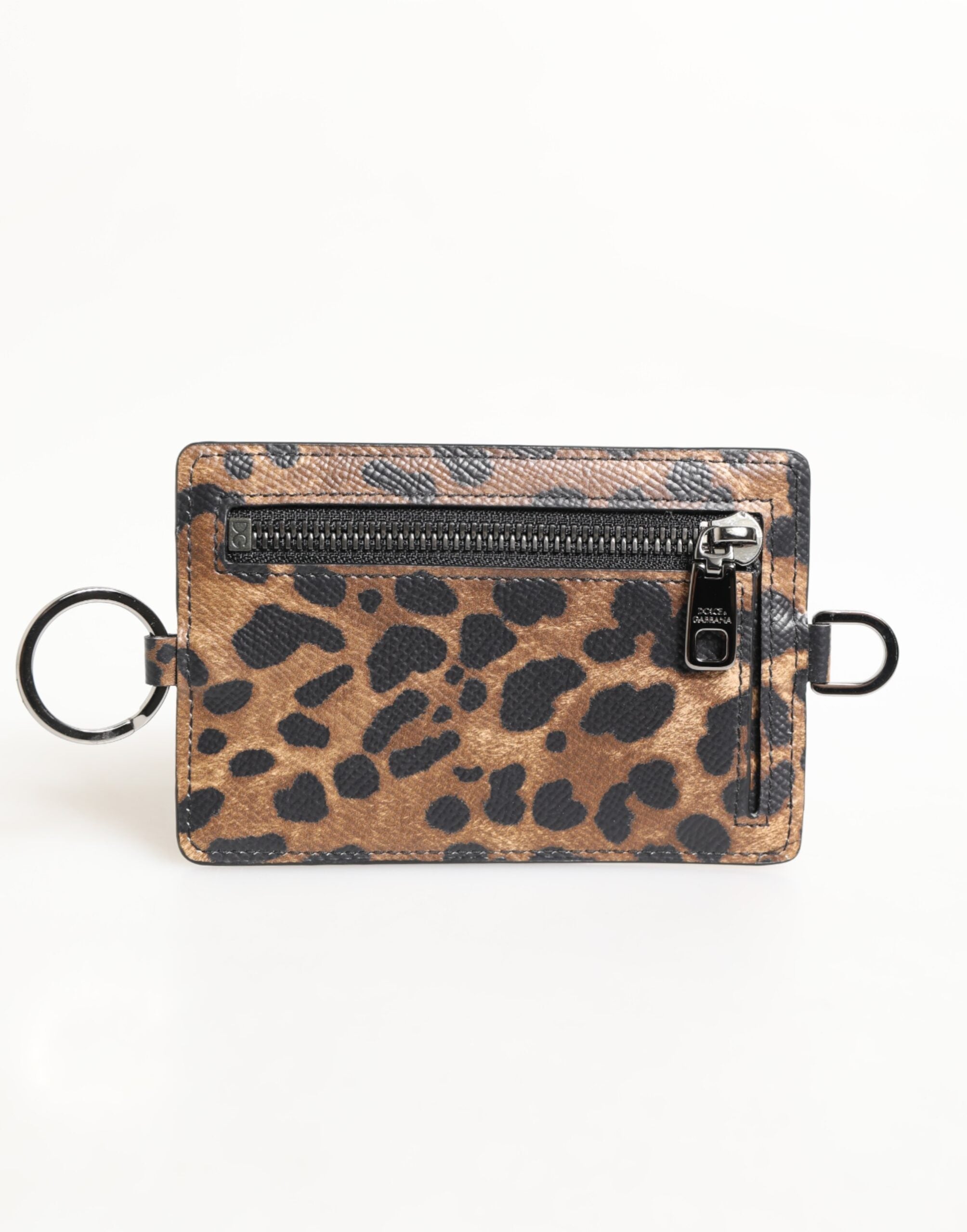 Dolce & Gabbana Leopard Print Leder geprägtes Lanyard Kartenhalter Brieftasche