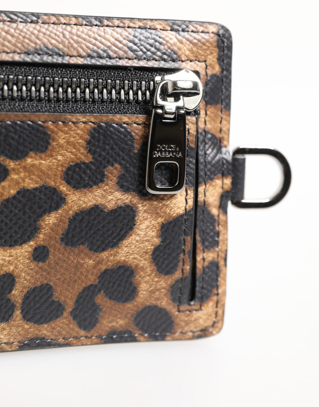 Dolce & Gabbana Leopard Print Leder geprägtes Lanyard Kartenhalter Brieftasche