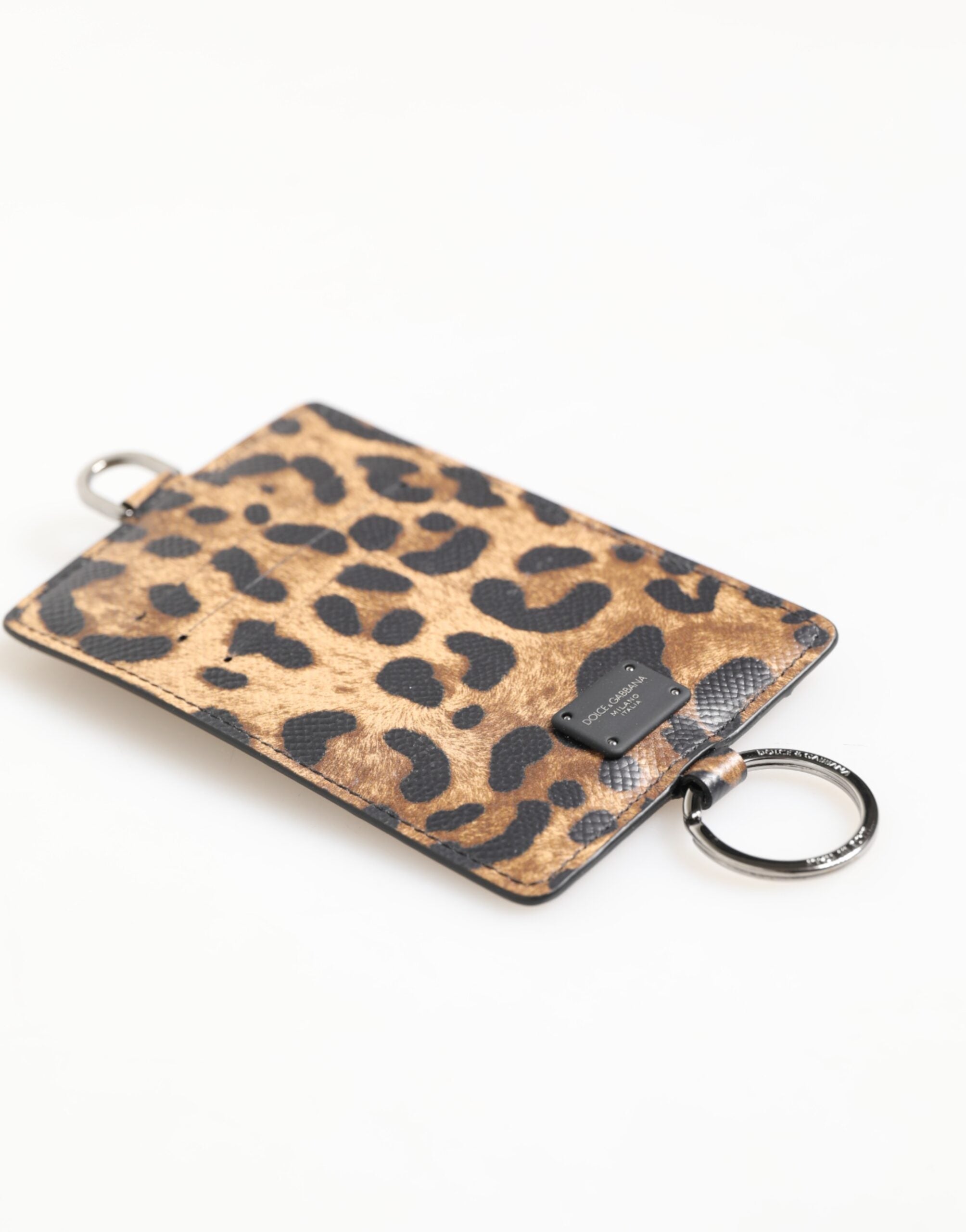Dolce & Gabbana Leopard Print Leder geprägtes Lanyard Kartenhalter Brieftasche