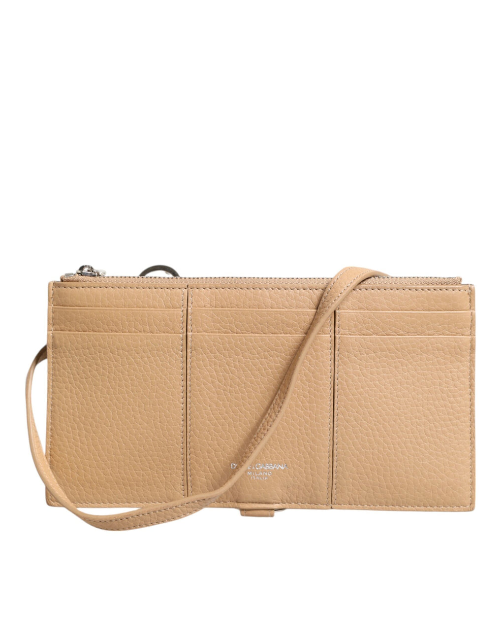 Dolce & Gabbana Beige Kalbsleder Großer Crossbody Kartenhalter Brieftasche