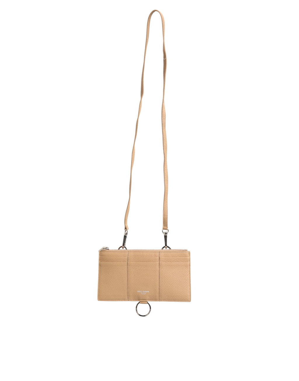 Dolce & Gabbana Beige Kalbsleder Großer Crossbody Kartenhalter Brieftasche