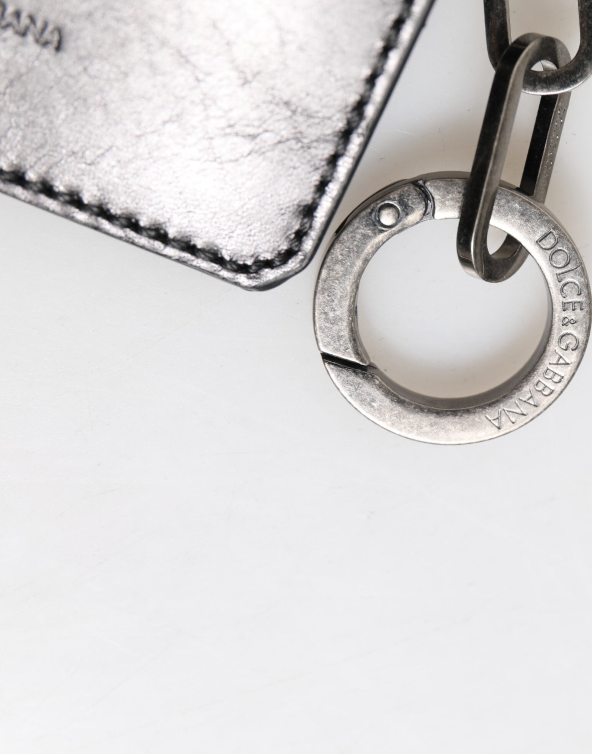 Dolce & Gabbana Brieftasche Schwarzes Leder mit Logo-Prägung Schlüsselanhänger Kartenhalter Brieftasche