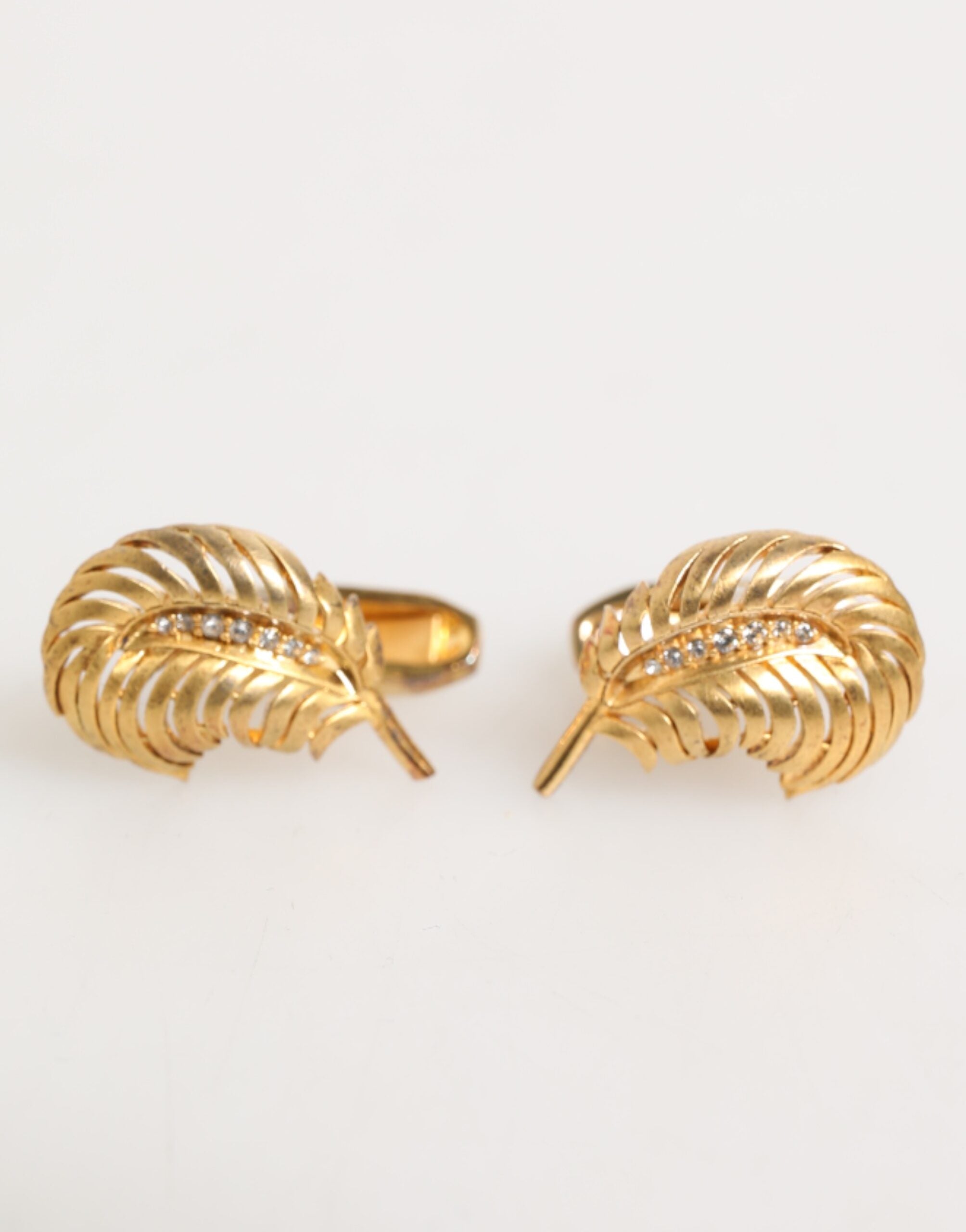 Dolce & Gabbana Gold 925 Sterling Silber Kristall Blatt Accessoire Manschettenknopf