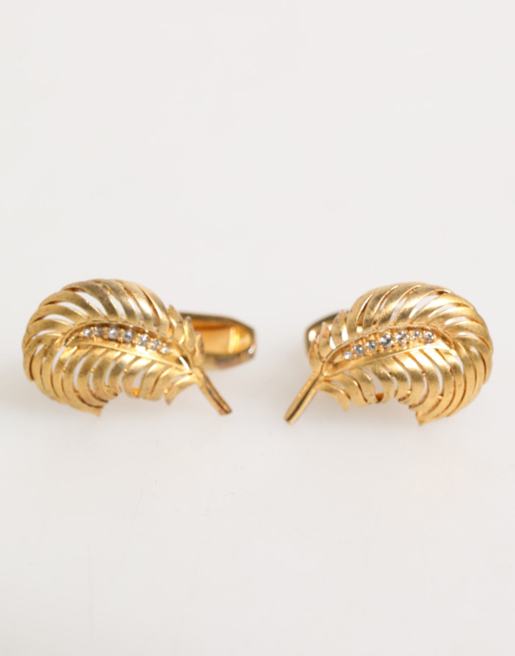 Dolce & Gabbana Gold 925 Sterling Silber Kristall Blatt Accessoire Manschettenknopf