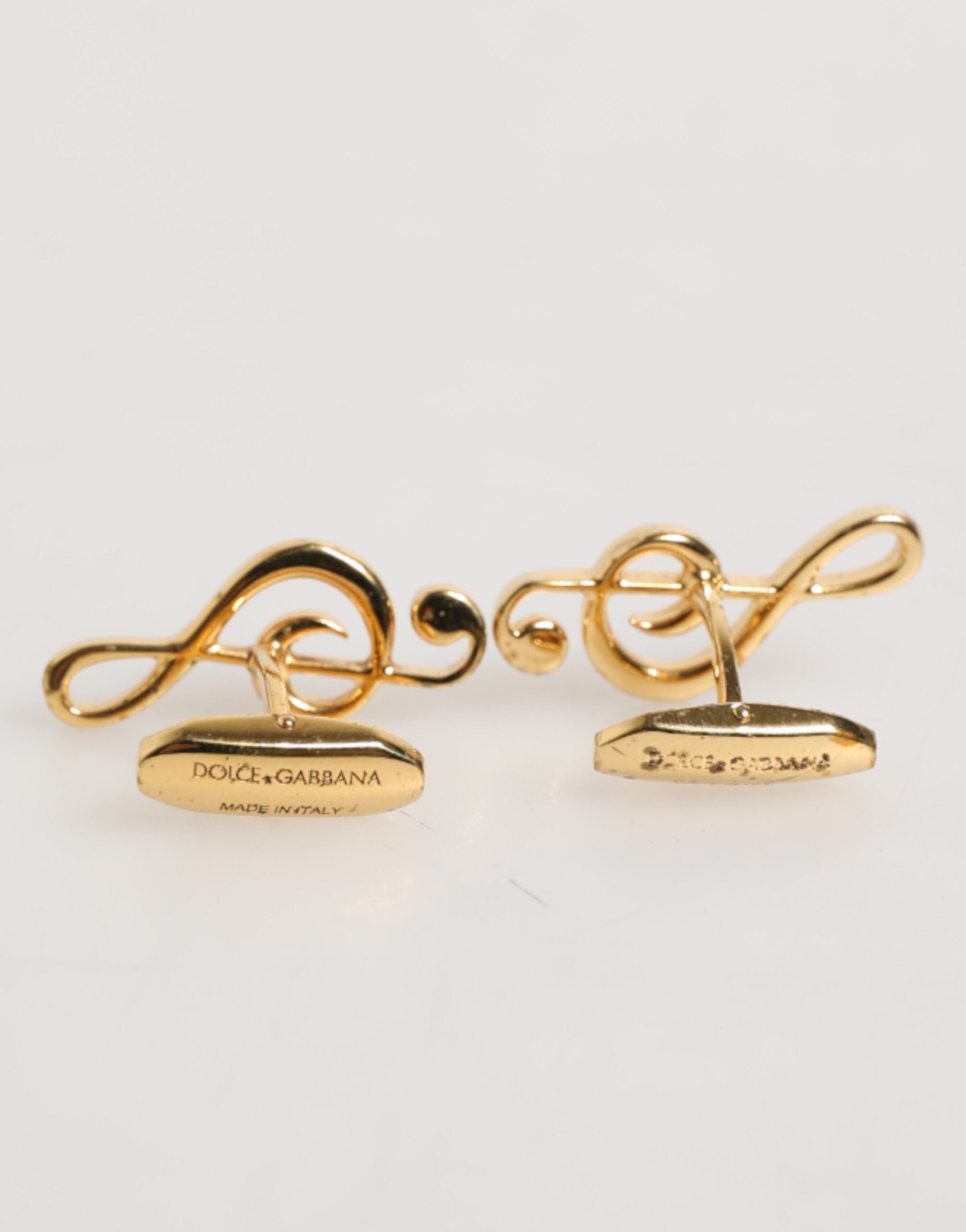 Dolce & Gabbana Gold Musiknote Metall Messing Pin Männer Accessoire Manschettenknöpfe