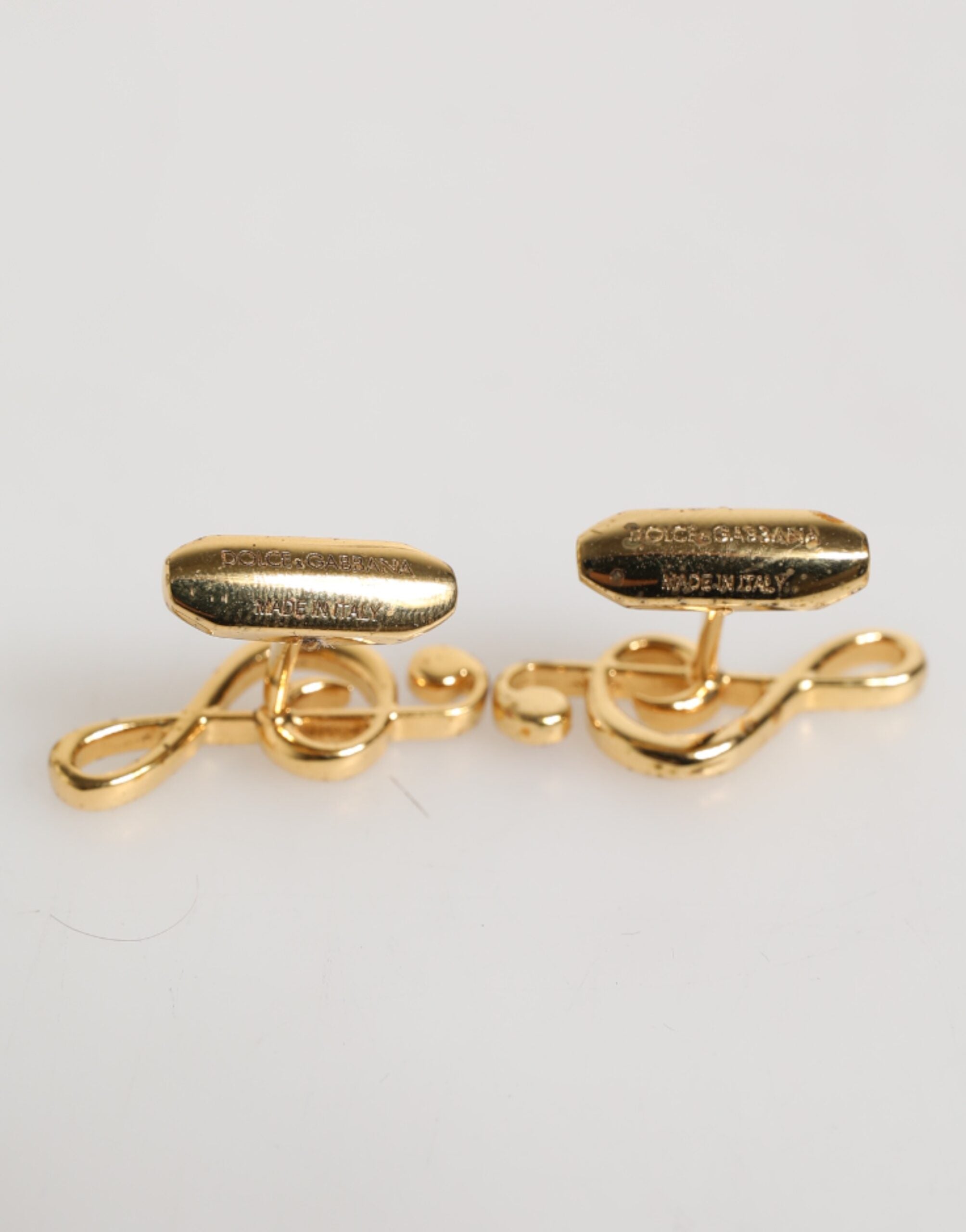 Dolce & Gabbana Gold Musiknote Metall Messing Pin Männer Accessoire Manschettenknöpfe