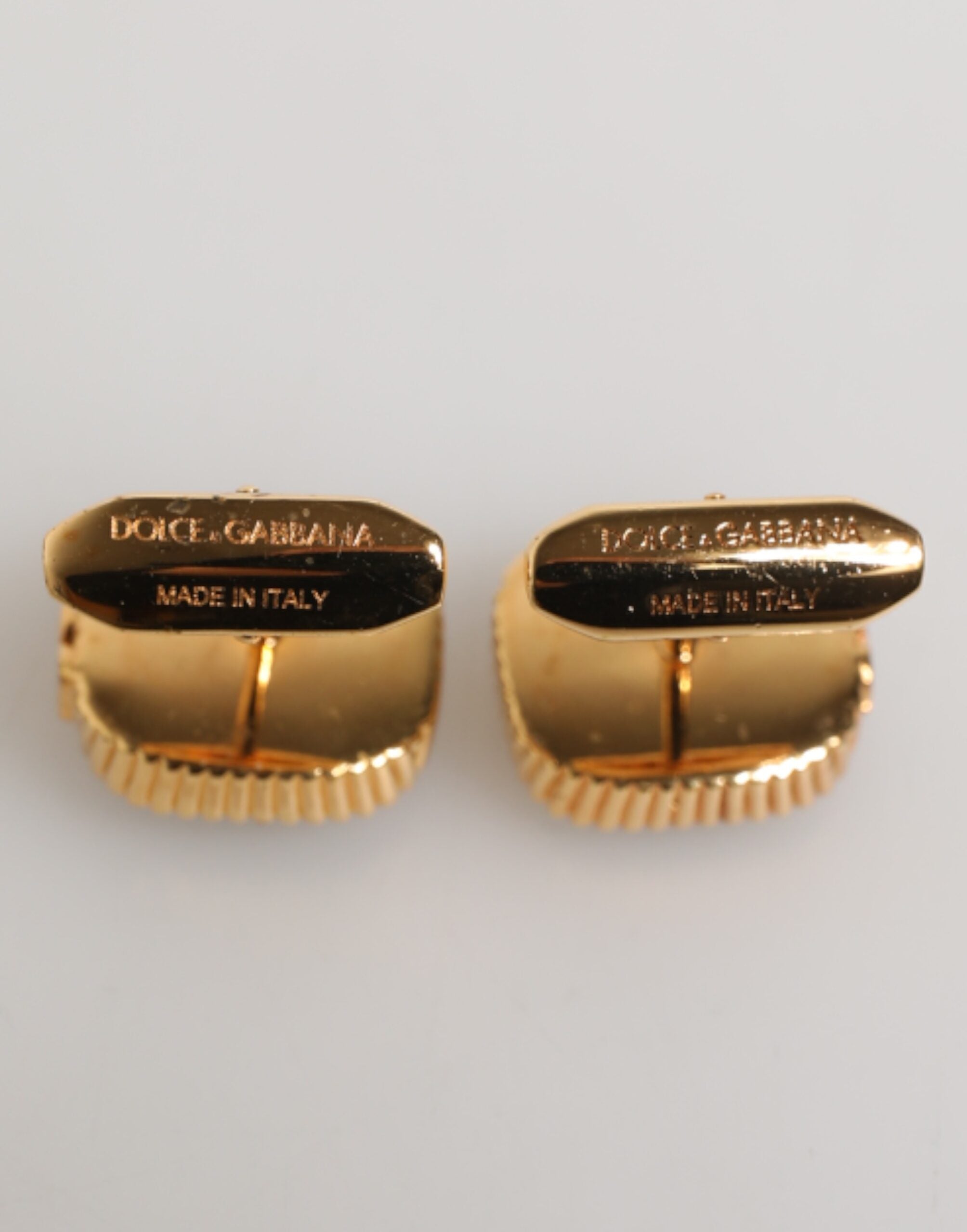 Dolce & Gabbana Gold Malachit Grüner Stein Quadratisch Herren Accessoire Manschettenknopf