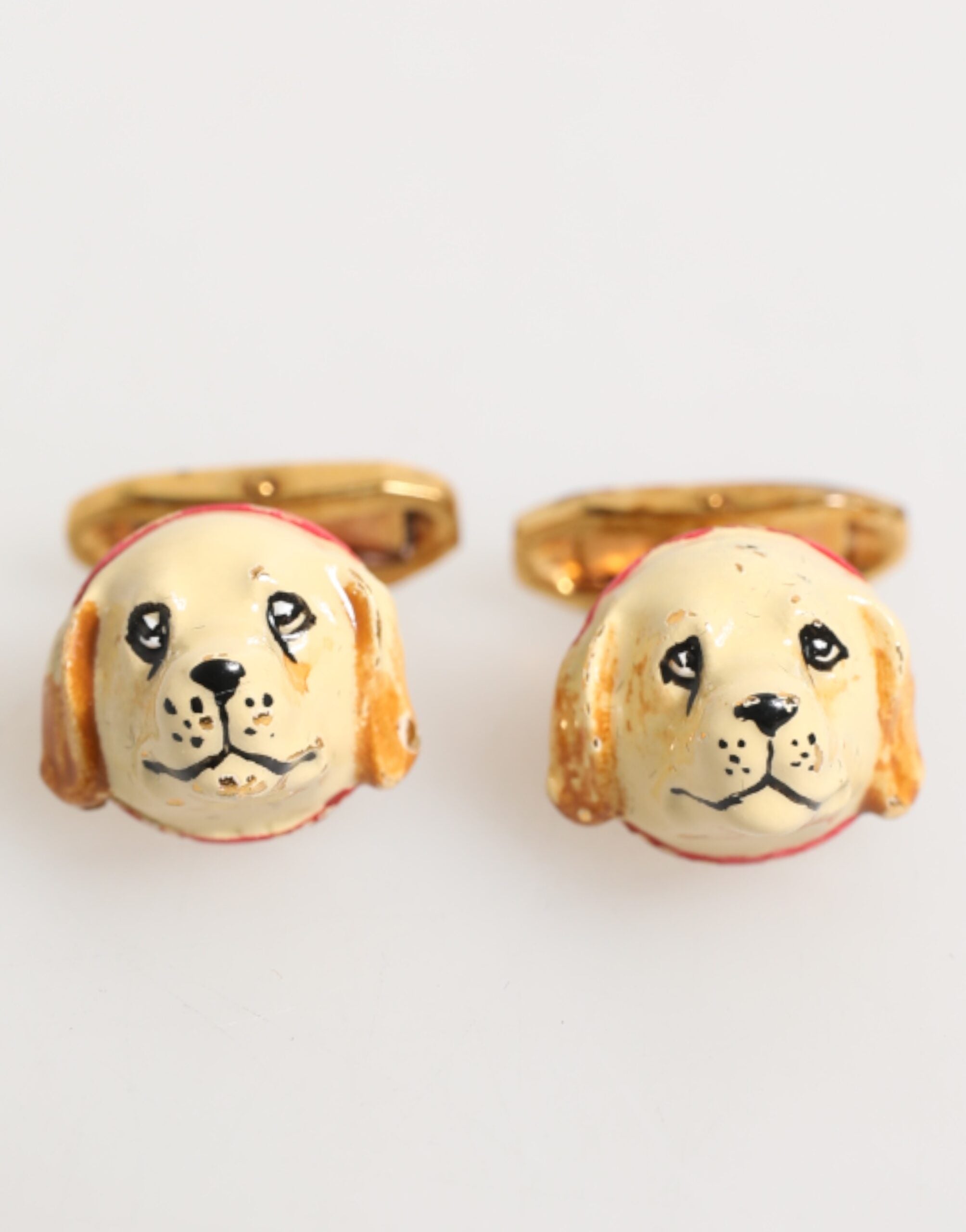 Dolce & Gabbana Messing Gold Tone Hund Welpe Herren Accessoires Manschettenknopf
