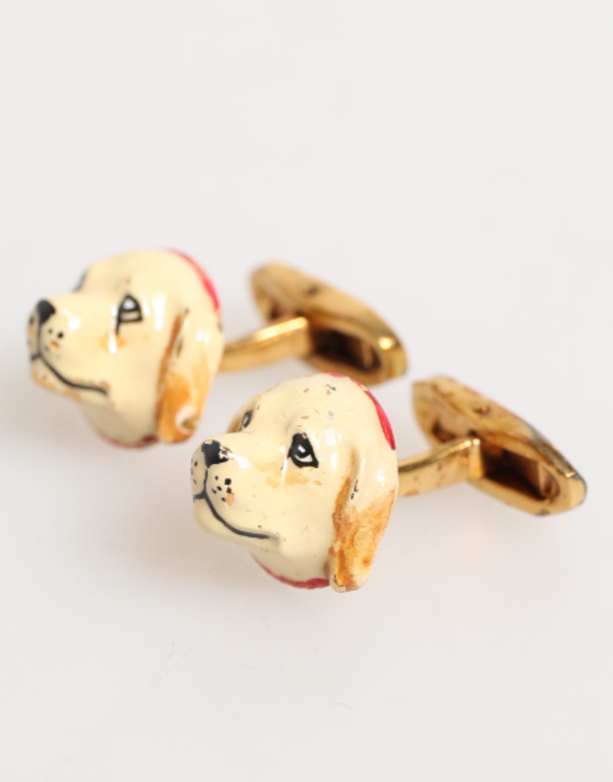 Dolce & Gabbana Messing Gold Tone Hund Welpe Herren Accessoires Manschettenknopf