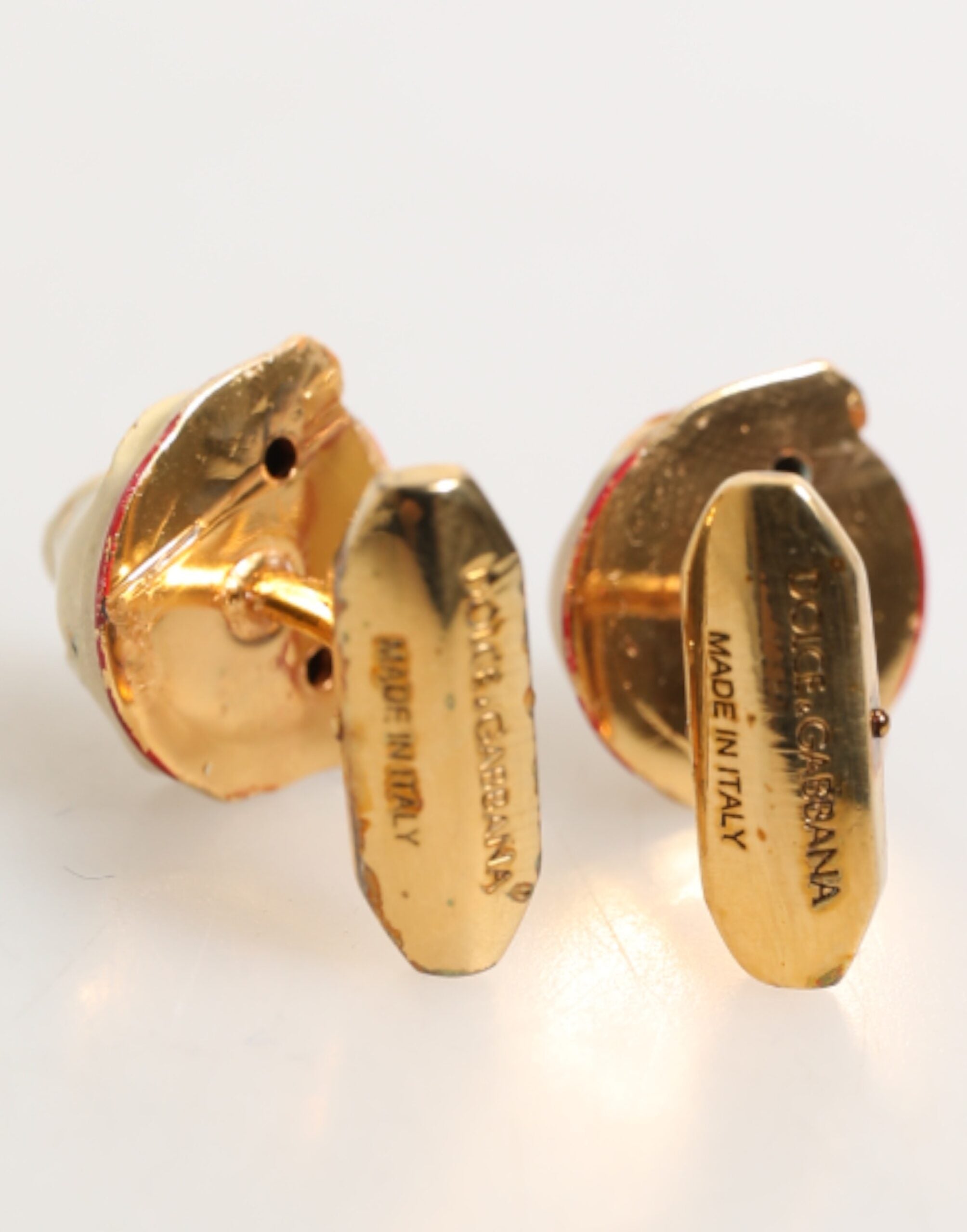 Dolce & Gabbana Messing Gold Tone Hund Welpe Herren Accessoires Manschettenknopf