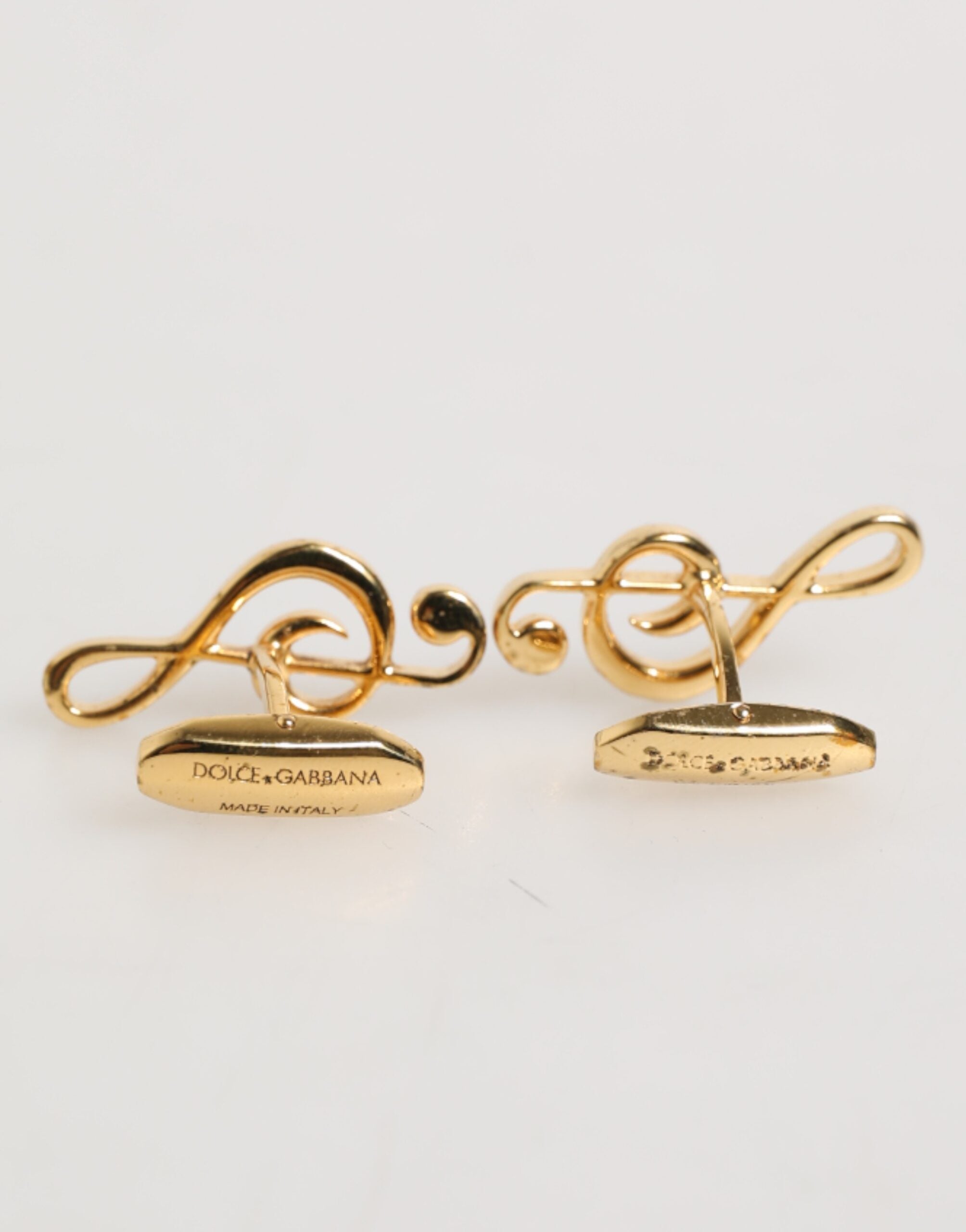 Dolce & Gabbana Gold Musiknote Metall Messing Pin Männer Accessoire Manschettenknöpfe