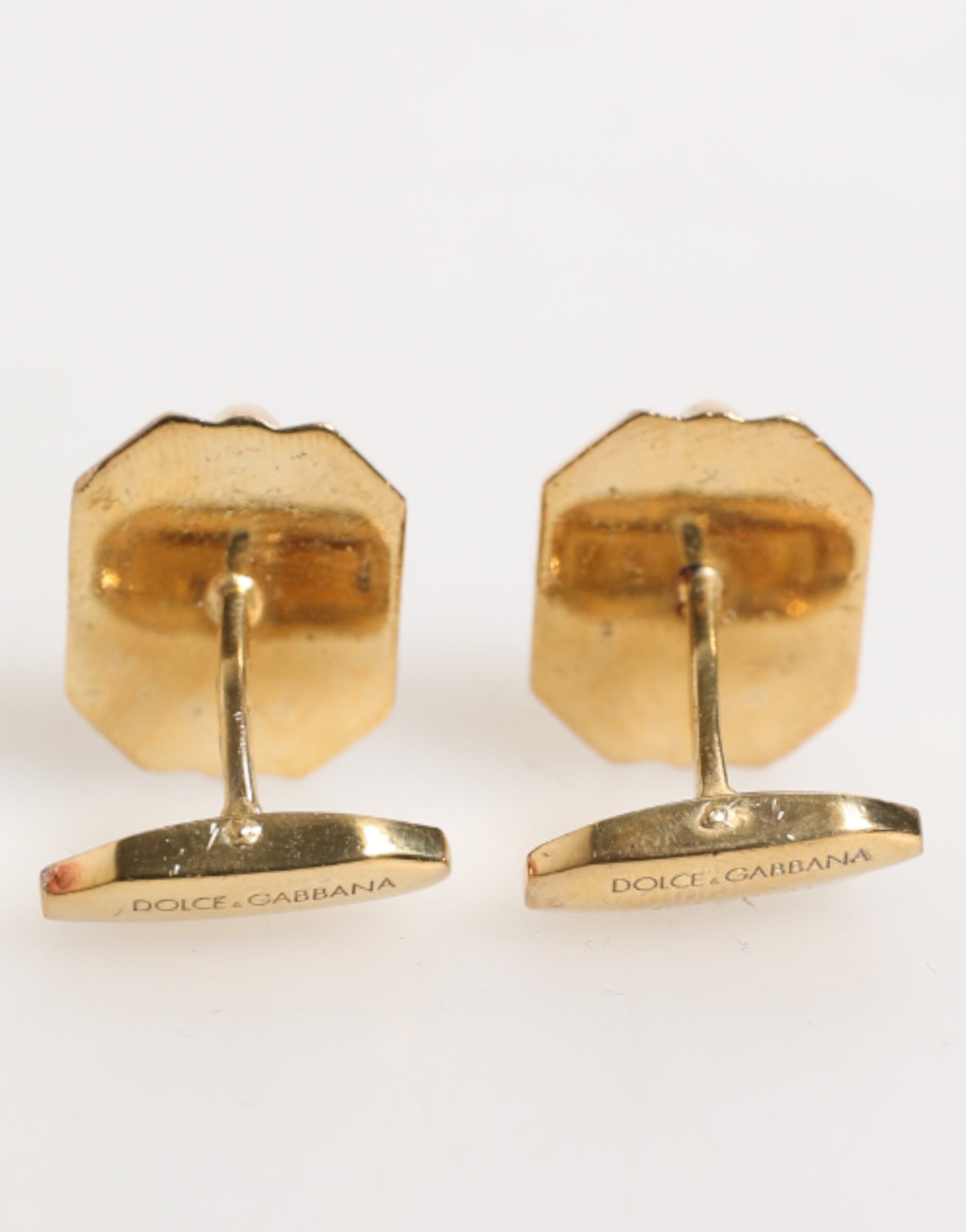 Dolce & Gabbana Smaragdgrüner Kristall Goldton 925 Sterling Manschettenknopf