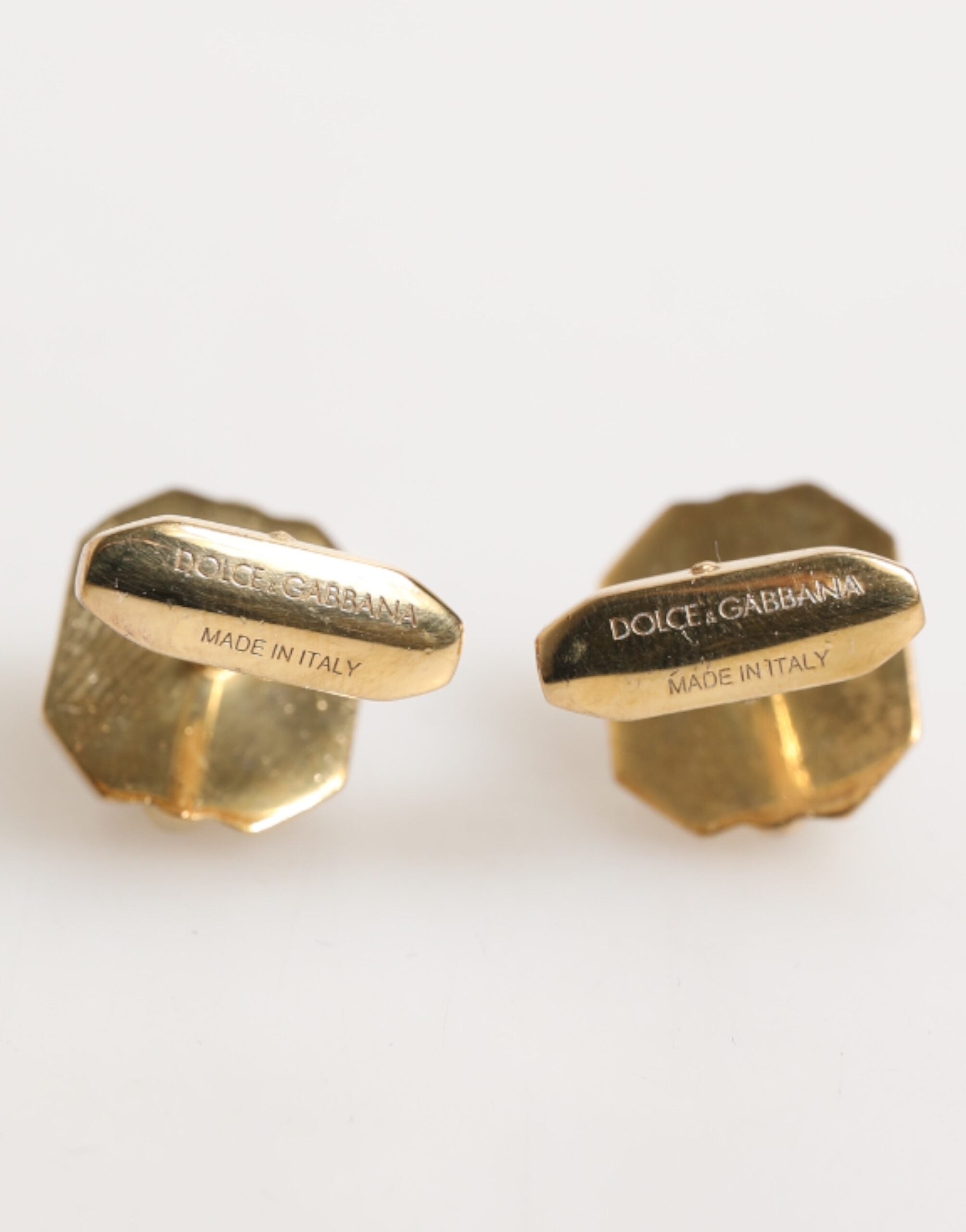 Dolce & Gabbana Smaragdgrüner Kristall Goldton 925 Sterling Manschettenknopf