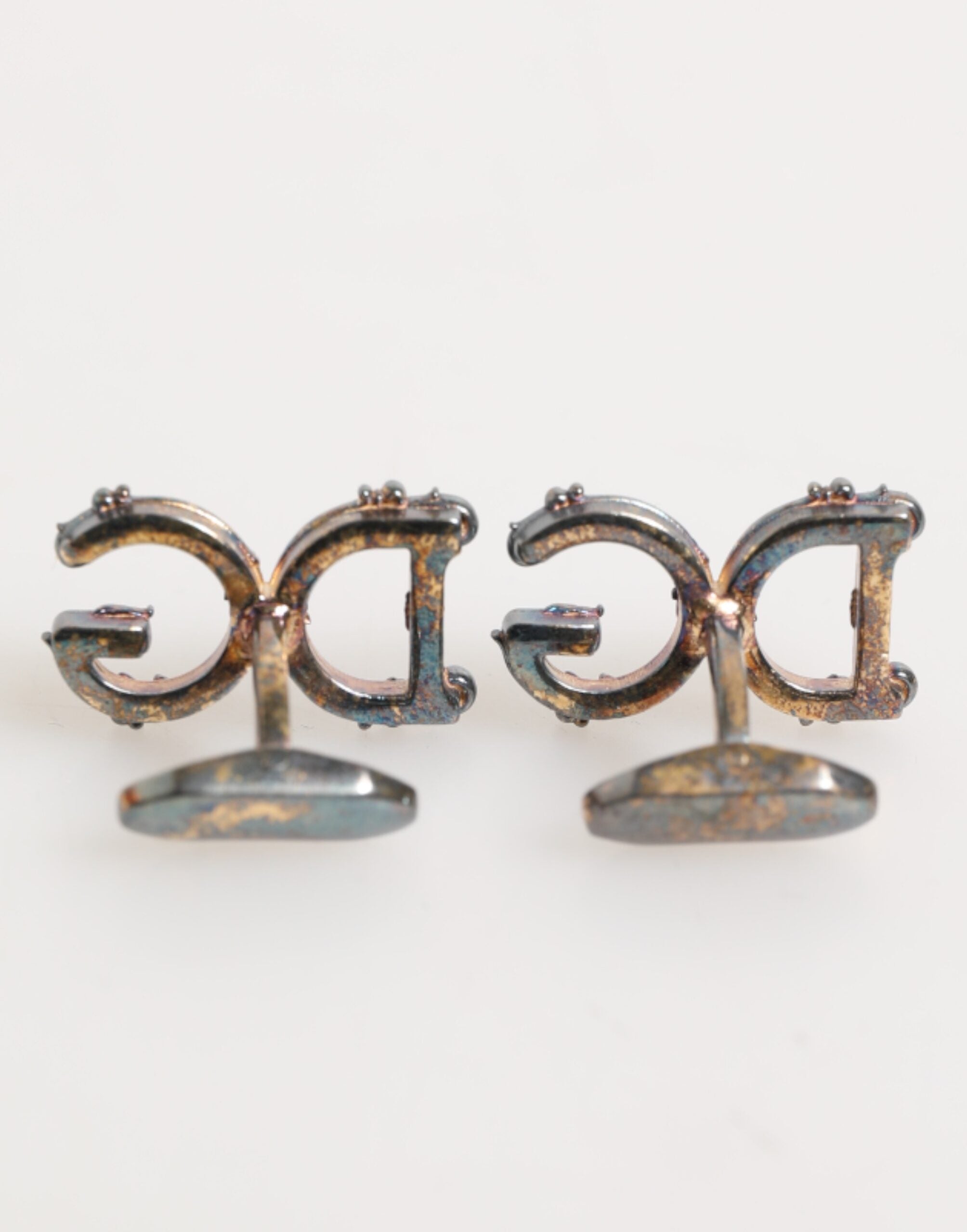 Dolce & Gabbana Goldfarbener 925 Sterling Silber DG Logo Manschettenknopf