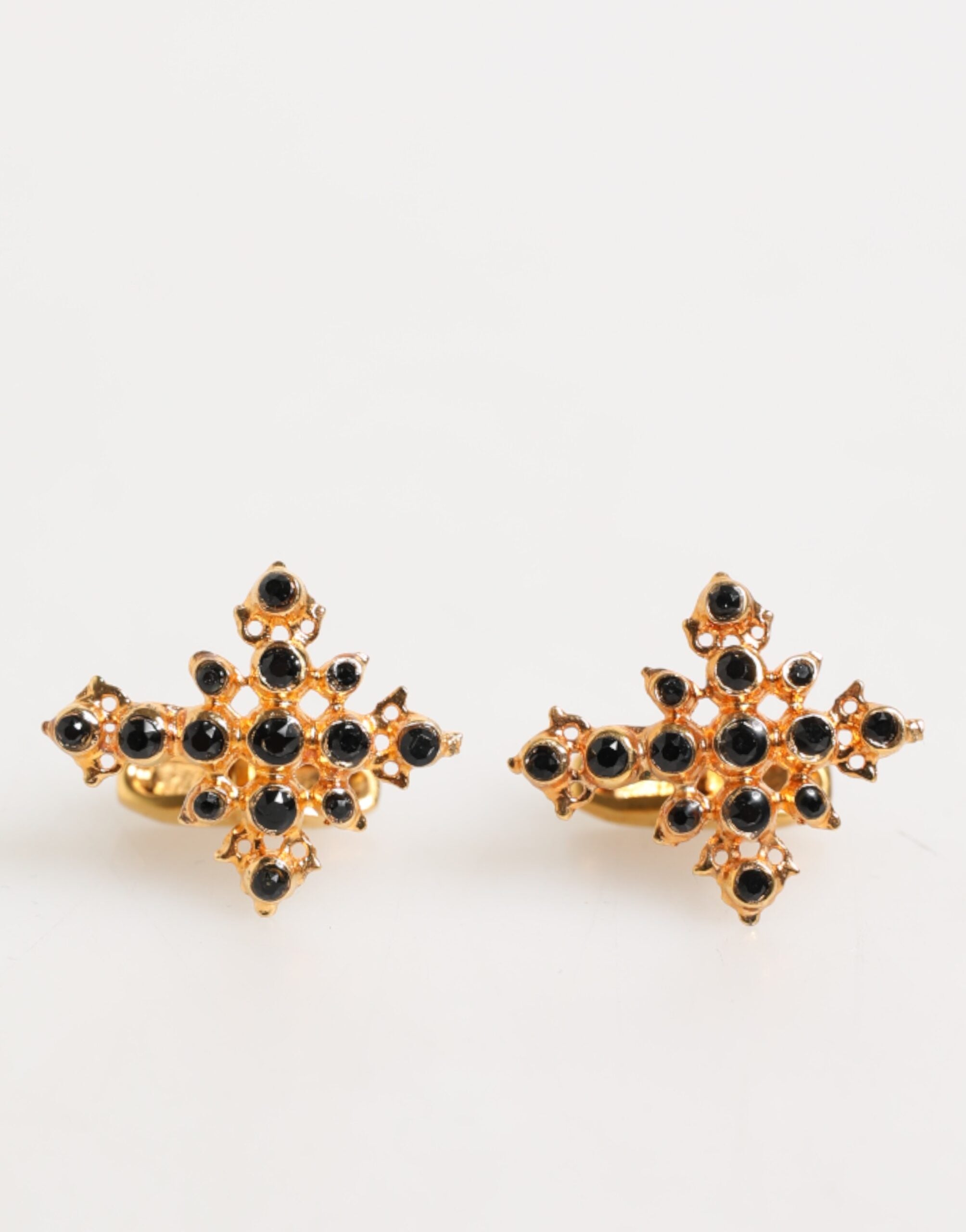 Dolce & Gabbana Gold Tone Messing Kreuz Kristall Männer Accessoire Manschettenknopf